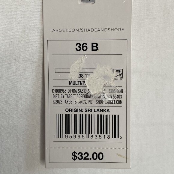 Shade & Shore 36B Bikini Top Pink Red Blue Keyhole Adjustable Shoulder Straps - Picture 4 of 4